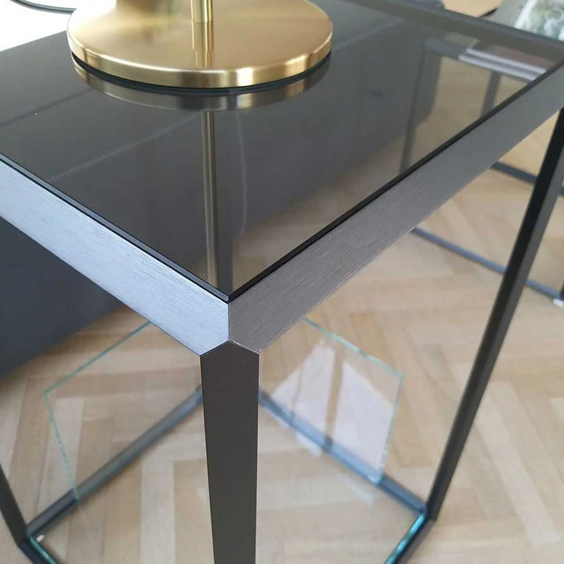 Molteni Coffee Tables*45° Coffee Table Rectangular| Glass/Pewter