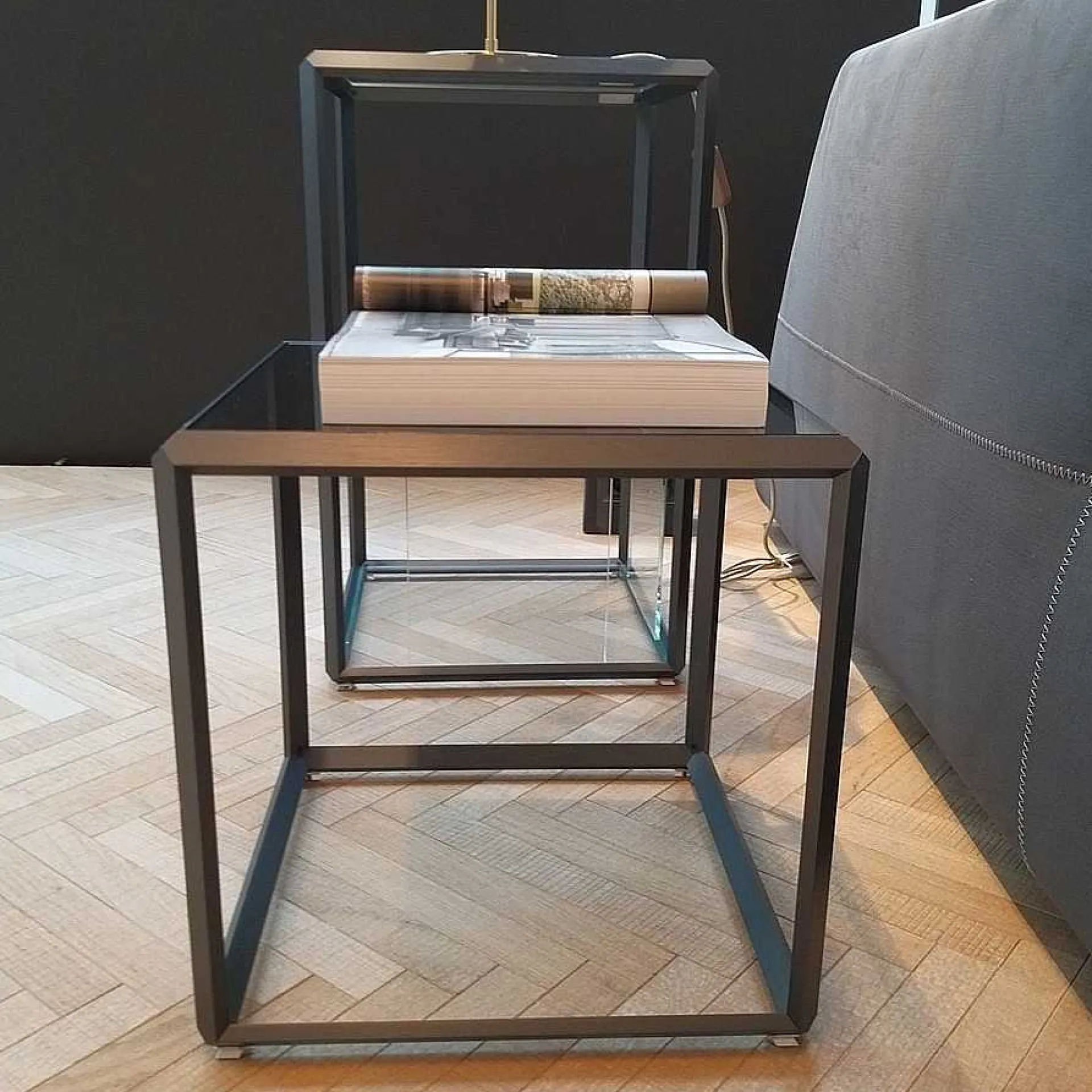 Molteni Coffee Tables*45° Coffee Table Square | Glass/Pewter