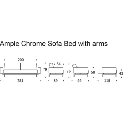 Innovation Living Sofa Beds*Ample Sofa Bed Fabric | Chrome /115-210 Cm