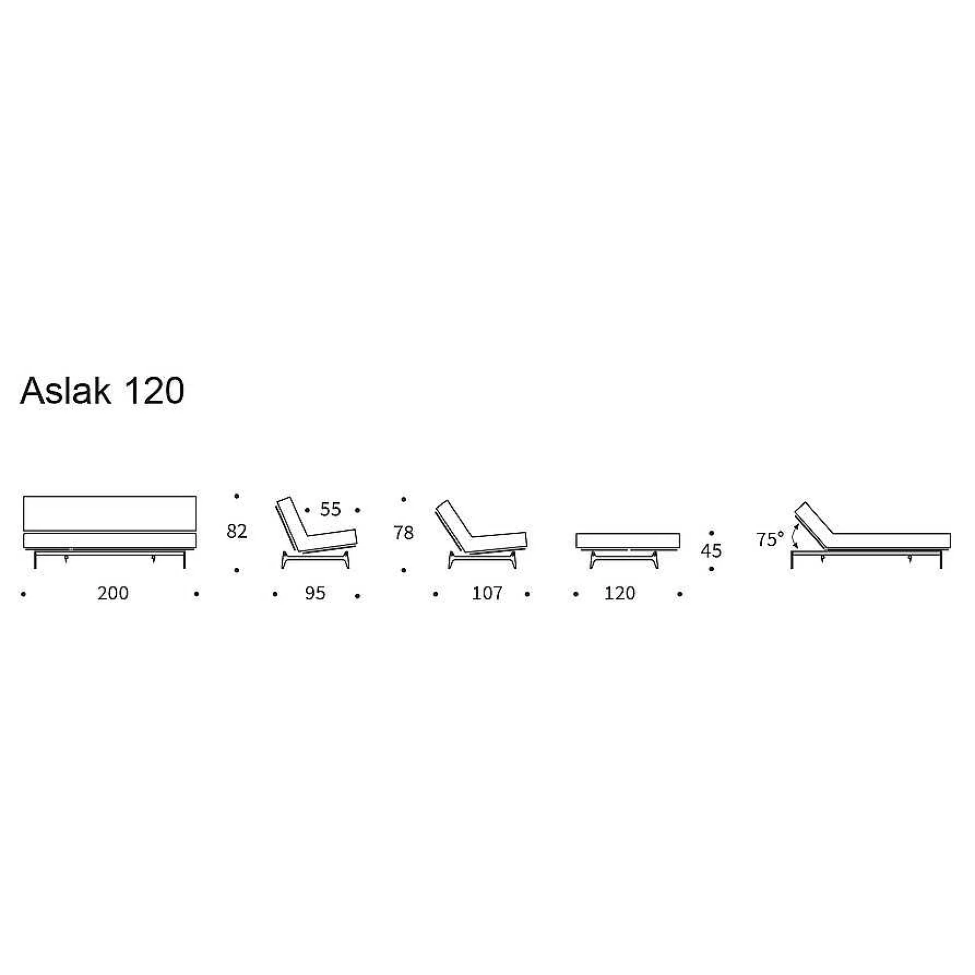 Innovation Living Sofa Beds*Aslak Sofa Bed | 525 | Soft Spring Mattress/Sharp Plus | 120-200 Cm