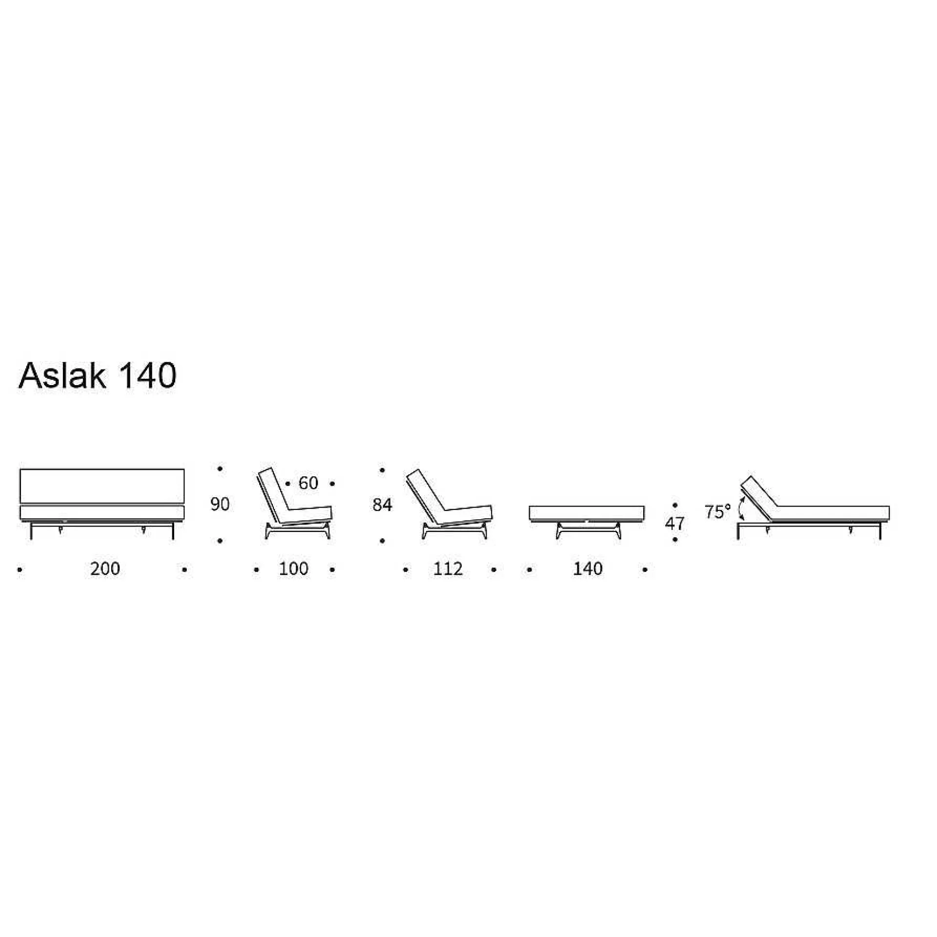 Innovation Living Sofa Beds*Aslak Sofa Bed | 216 | Soft Spring Mattress Nordic| 140-200 Cm