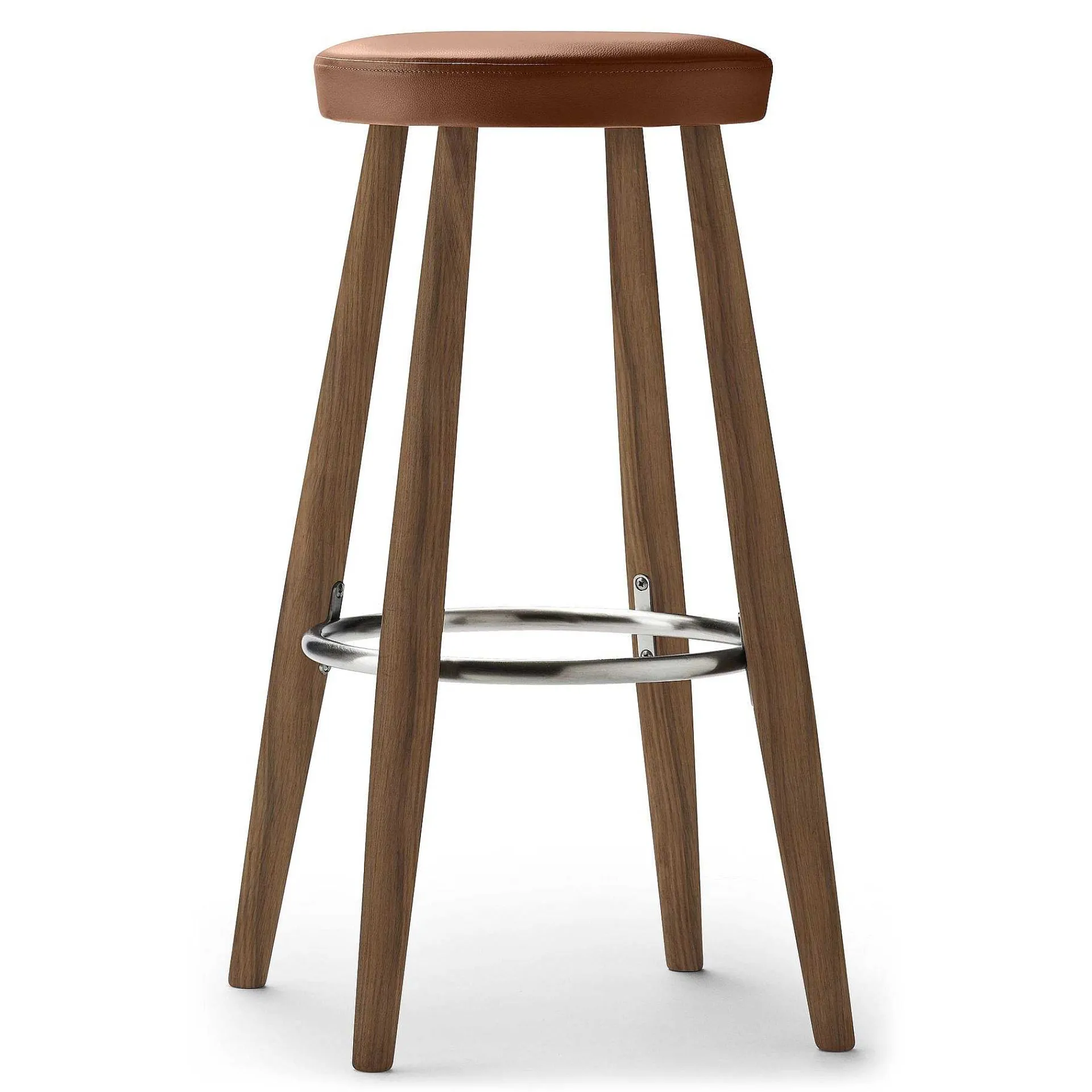 Carl Hansen & Søn Stools*Ch56 | Stool | Oiled Walnut - Brown Leather