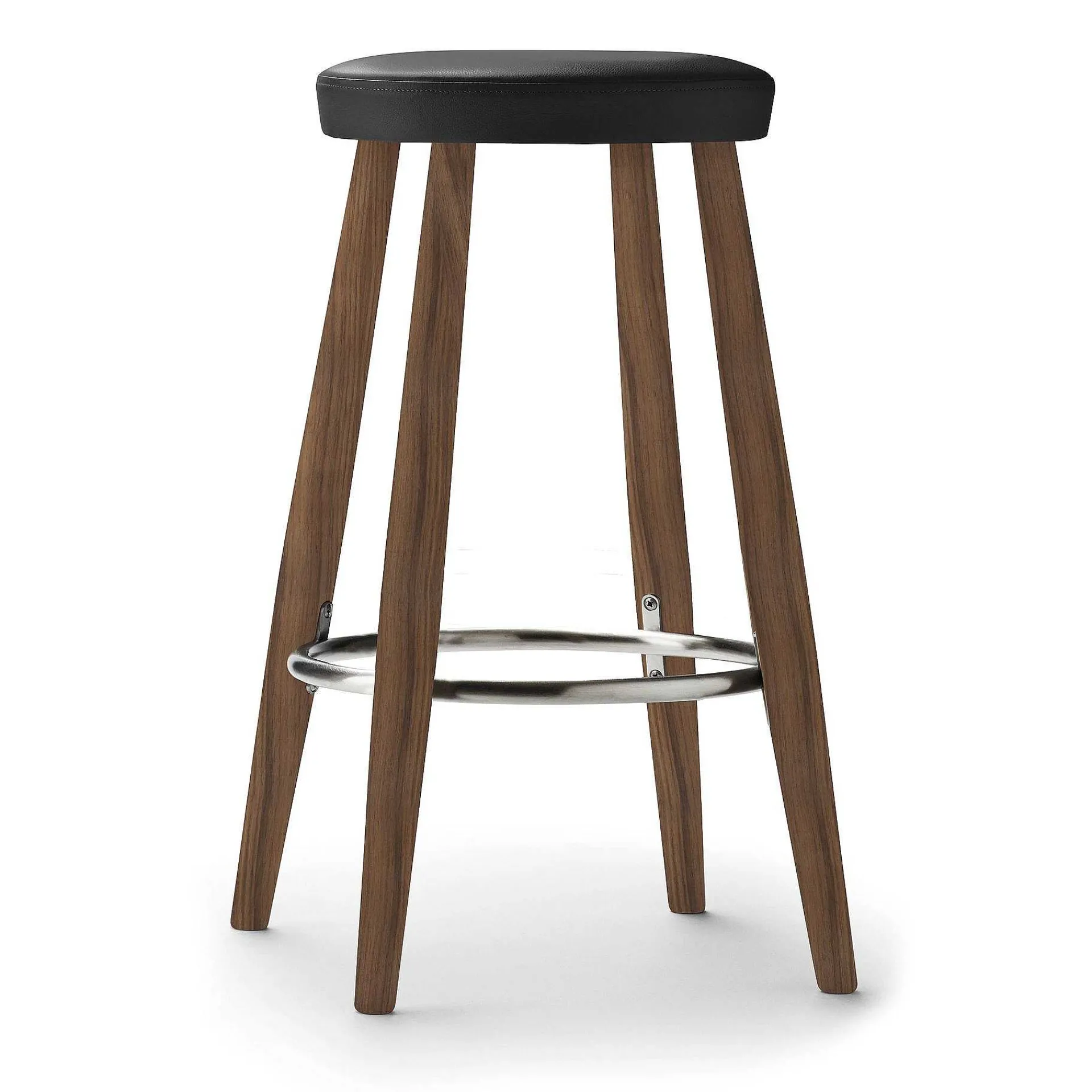 Carl Hansen & Søn Stools*Ch58 | Stool | Oiled Walnut - Black Leather