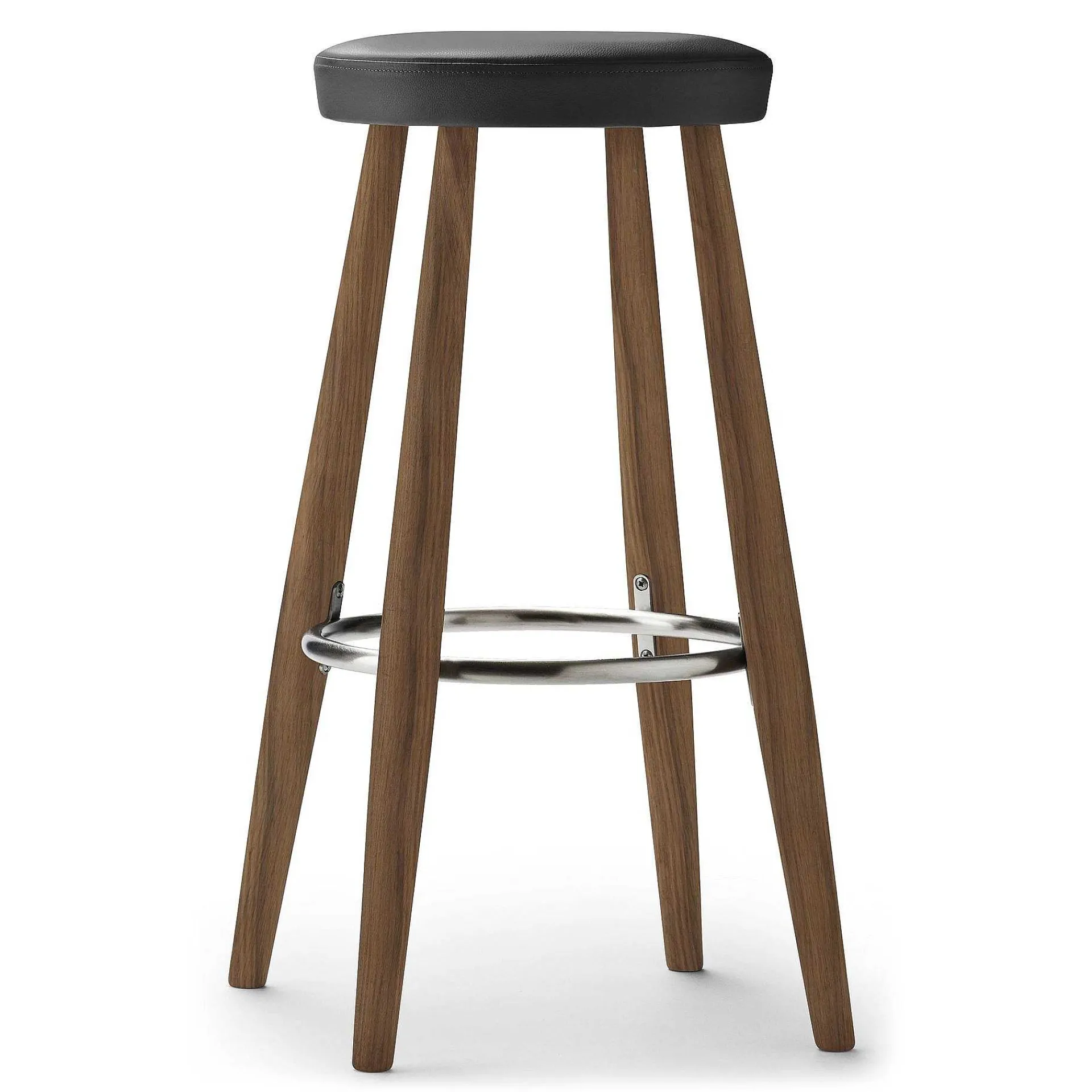 Carl Hansen & Søn Stools*Ch56 | Stool | Oiled Walnut - Black Leather