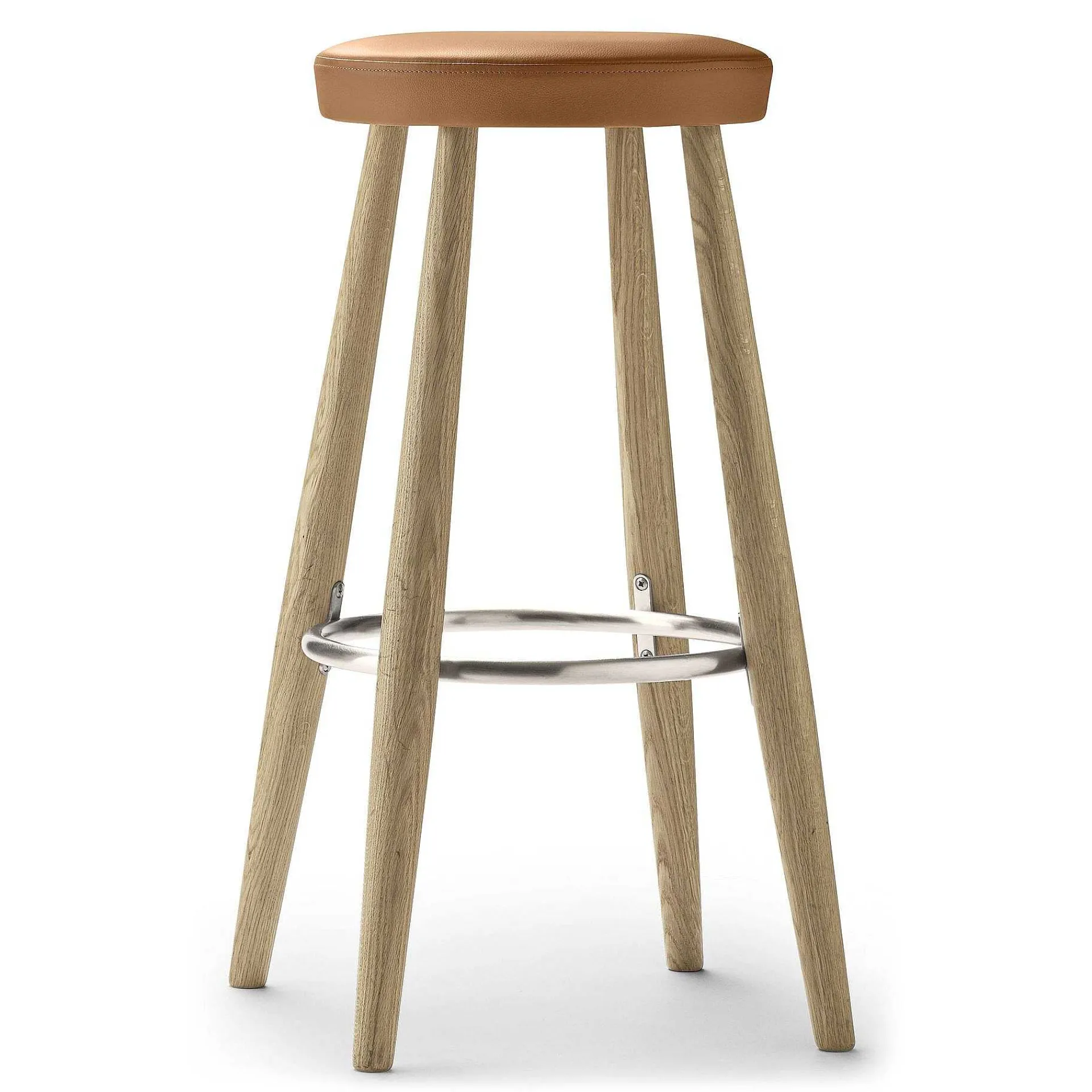 Carl Hansen & Søn Stools*Ch56 | Stool | Soaped Oak - Cognac Leather