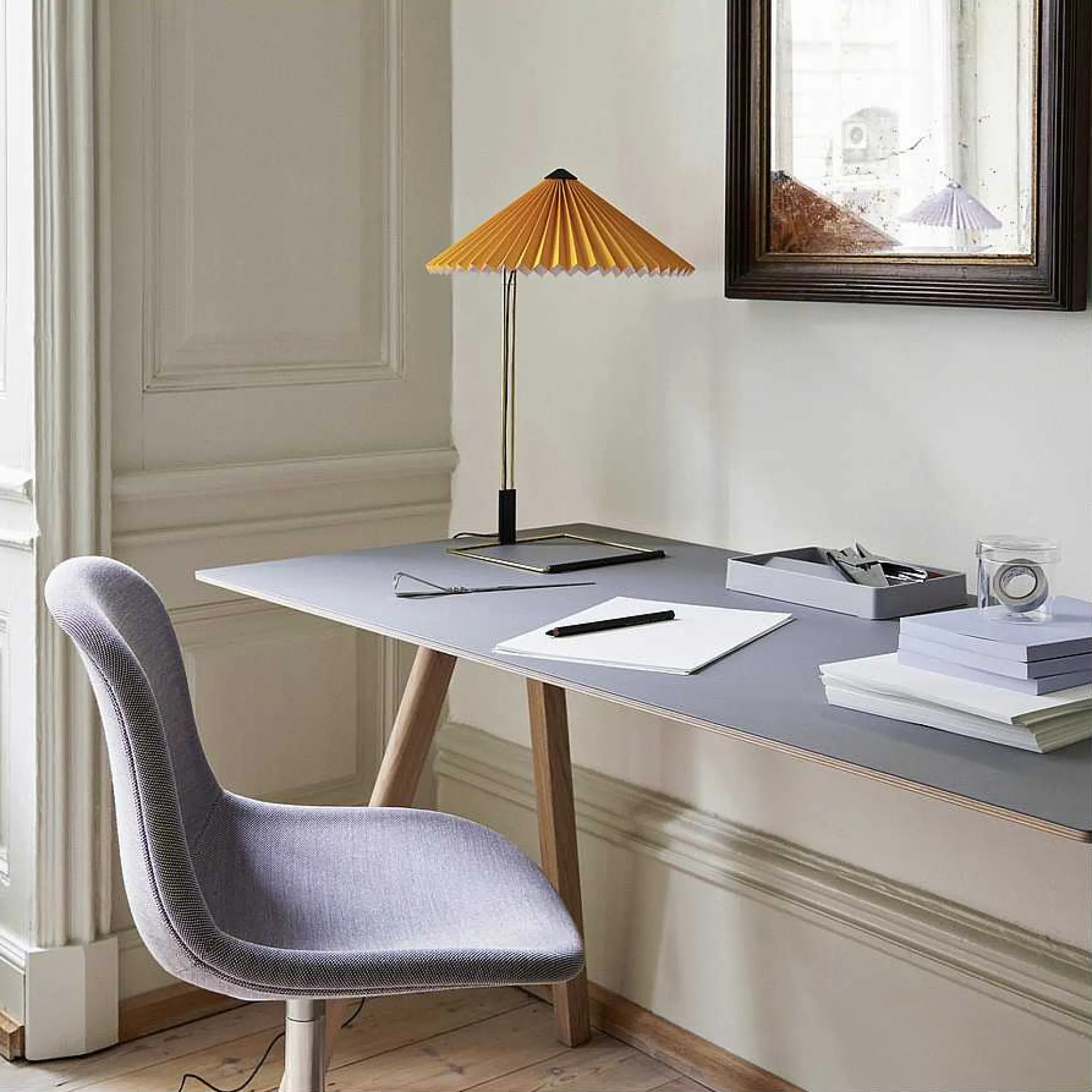 HAY Desks And Office Tables*Cph 90 Desk - Soaped Solid Oak - Grey Linoleum Tabletop