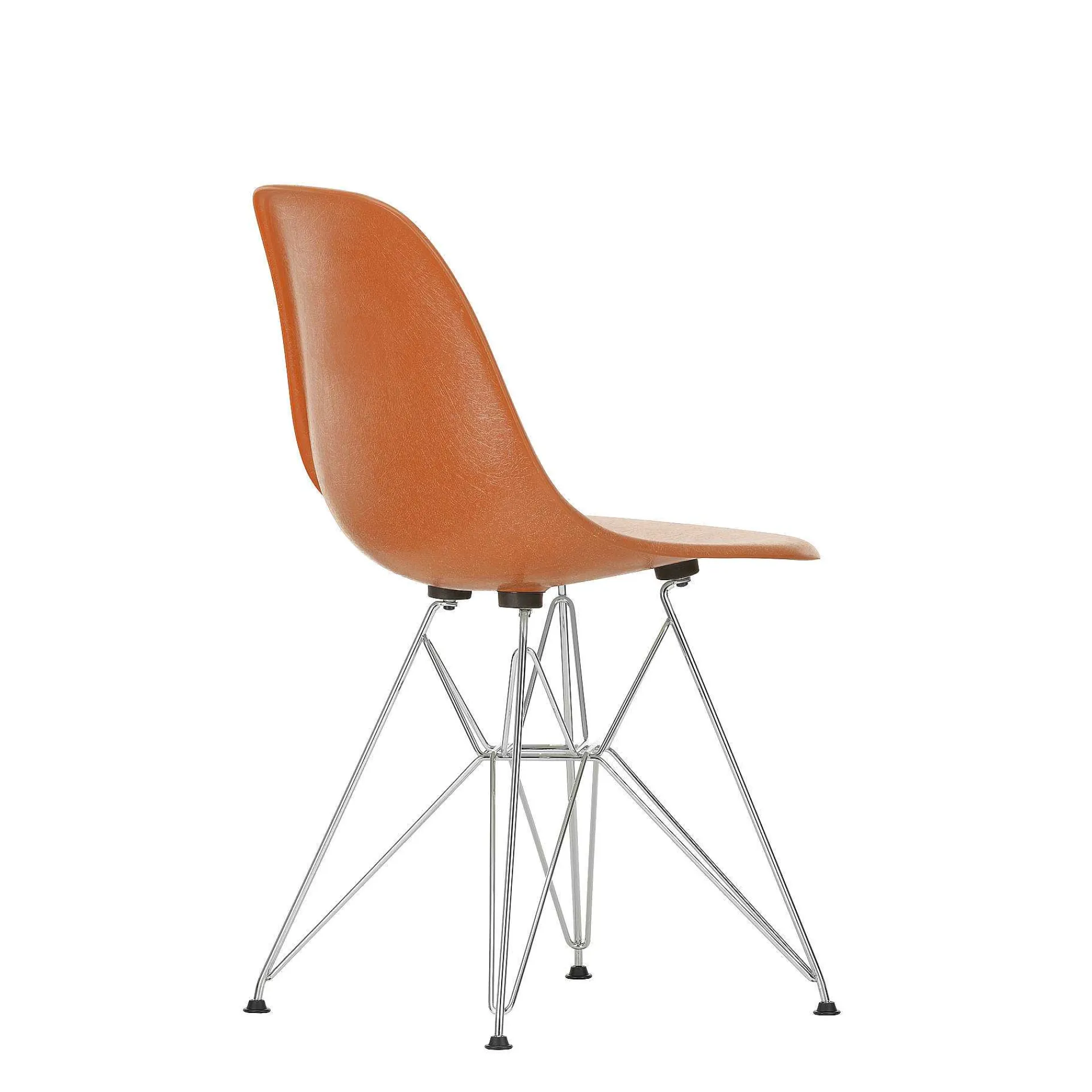 Vitra Chairs*Eames Fiberglass Side Chair Dsr - Eames Red Orange - Chrome