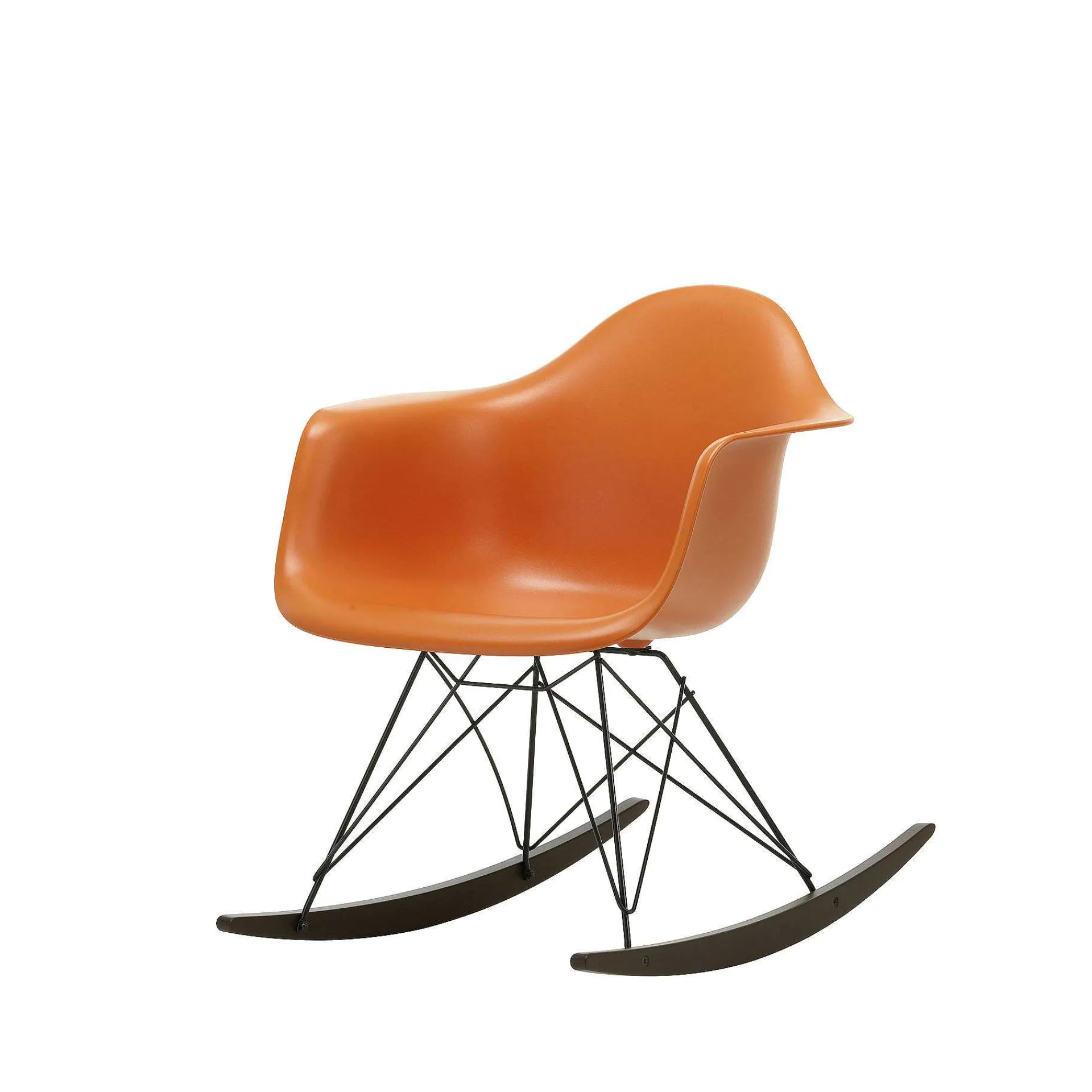 Vitra Chairs*Eames Plastic Armchair Rar | Rocking Chair | Rusty Orange - Black - Dark Maple