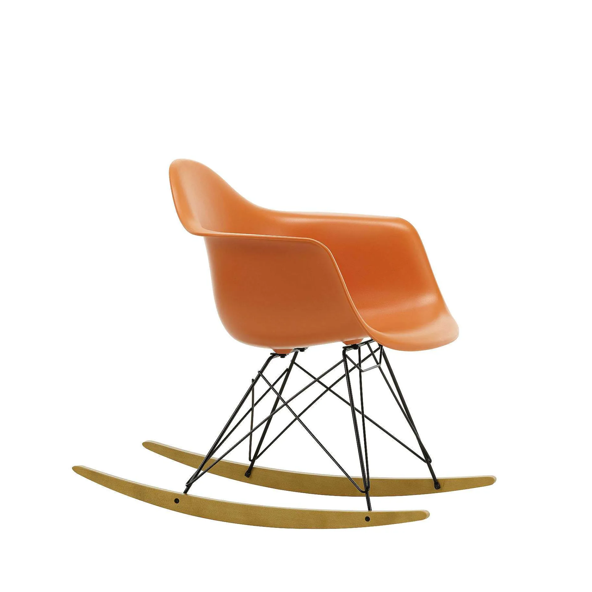 Vitra Chairs*Eames Plastic Armchair Rar | Rocking Chair | Rusty Orange - Black - Golden Maple