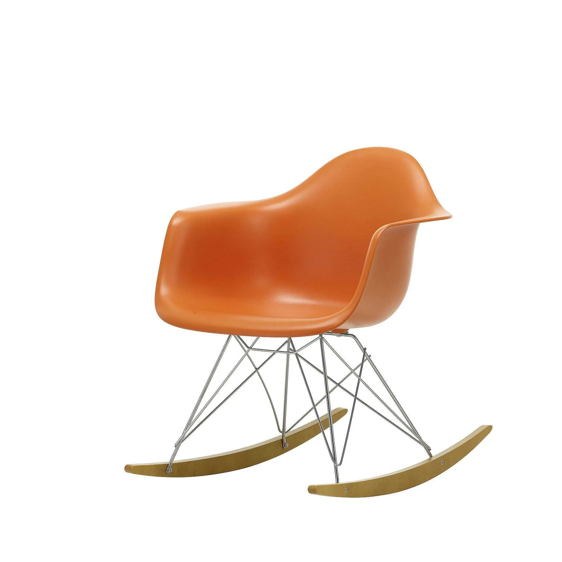 Vitra Chairs*Eames Plastic Armchair Rar | Rocking Chair |Rusty Orange - Chrome - Golden Maple