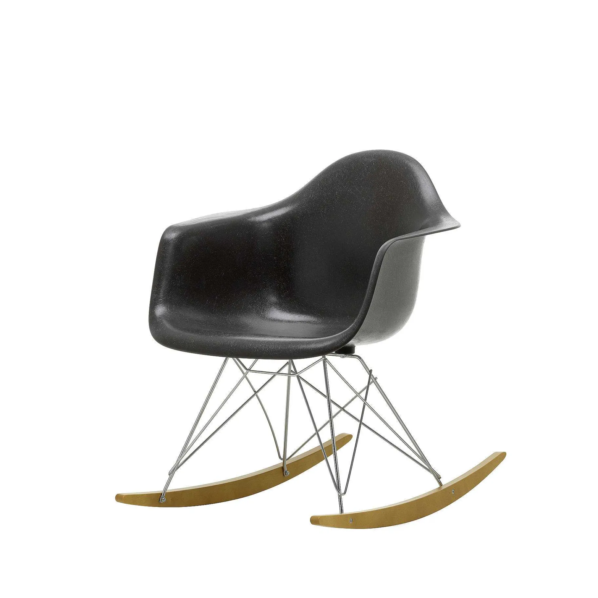 Vitra Chairs*Eames Plastic Armchair Rar - Rocking Chair | Black - Chrome - Golden Maple