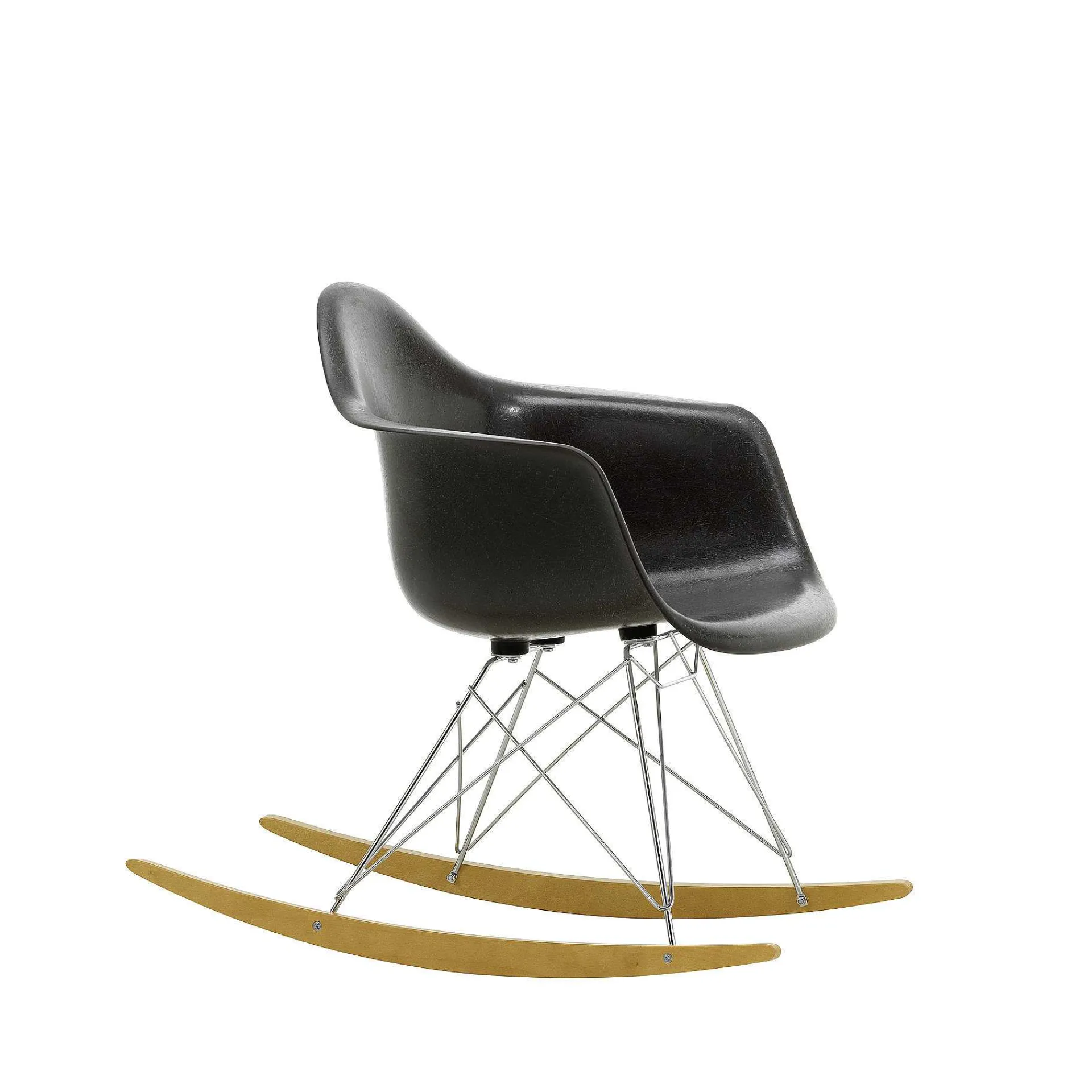 Vitra Chairs*Eames Plastic Armchair Rar - Rocking Chair | Black - Chrome - Golden Maple