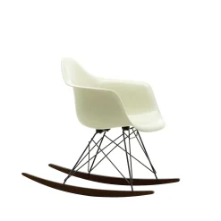 Vitra Chairs*Eames Plastic Armchair Rar | Rocking Chair | White - Black Base - Dark Maple Runners
