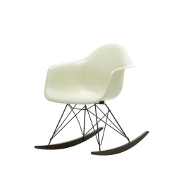 Vitra Chairs*Eames Plastic Armchair Rar | Rocking Chair | White - Black Base - Dark Maple Runners