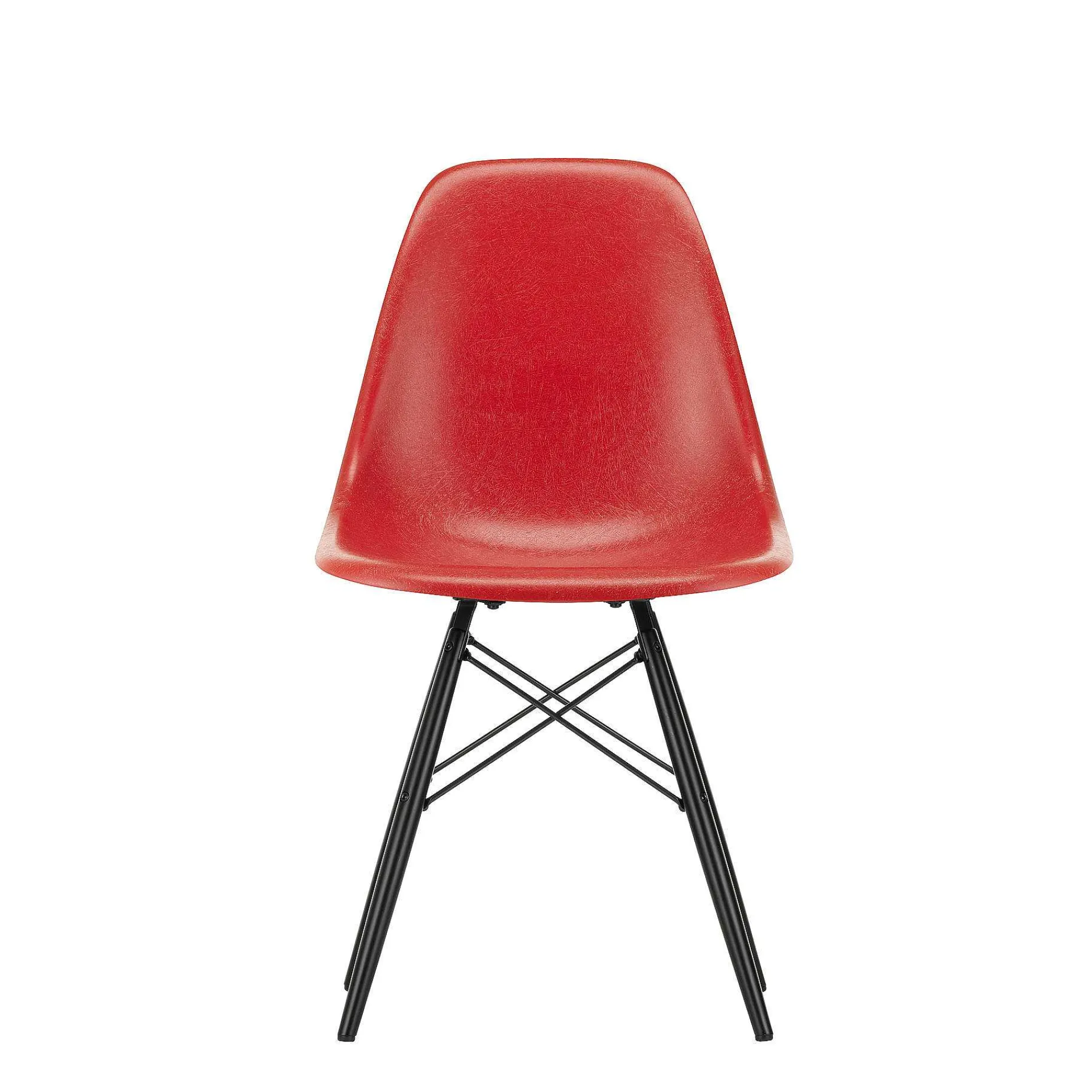 Vitra Chairs*Eames Plastic Chairs Dsw | Black Maple Base - Poppy Red