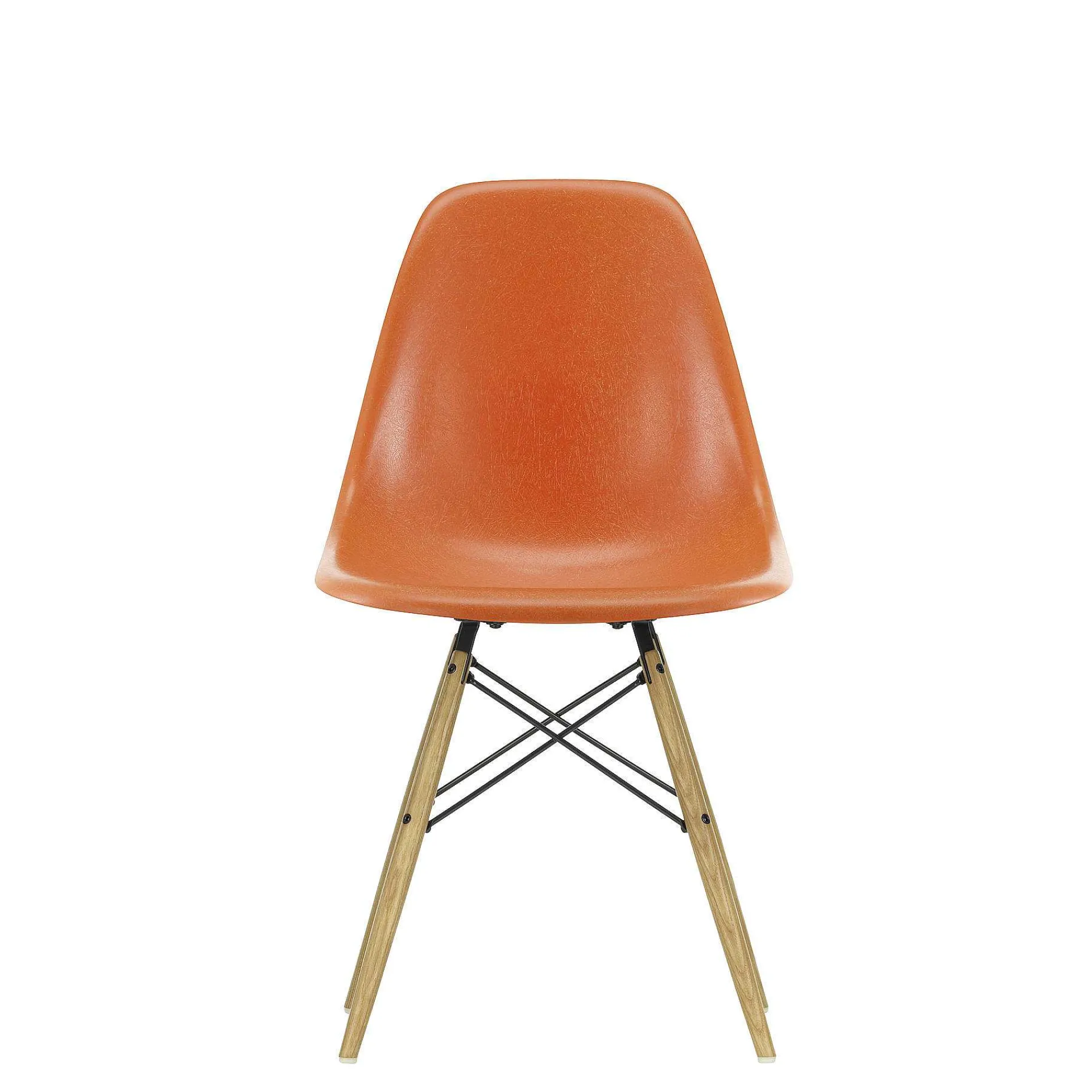 Vitra Chairs*Eames Plastic Chairs Dsw | Ash Honey Tone Base - Rusty Orange