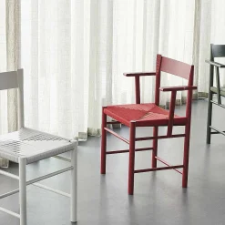 Brdr. Krüger Chairs*F Dining Chair With Armrest | Red Lacquered Ash - Red Webbing Seat
