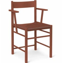 Brdr. Krüger Chairs*F Dining Chair With Armrest | Red Lacquered Ash - Red Webbing Seat