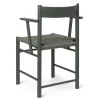 Brdr. Krüger Chairs*F Dining Chair With Armrest | Green Lacquered Ash - Green Webbing Seat