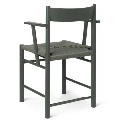 Brdr. Krüger Chairs*F Dining Chair With Armrest | Green Lacquered Ash - Green Webbing Seat
