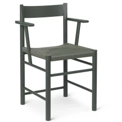 Brdr. Krüger Chairs*F Dining Chair With Armrest | Green Lacquered Ash - Green Webbing Seat