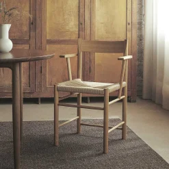 Brdr. Krüger Chairs*F Dining Chair With Armrest | Waxed Oiled Oak - Natural Paper Cord Seat