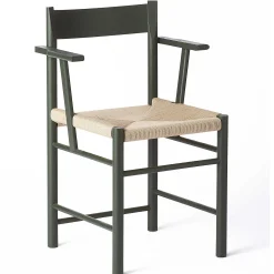 Brdr. Krüger Chairs*F Dining Chair With Armrest | Green Lacquered Ash - Natural Paper Cord Seat