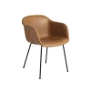 Muuto Chairs*Fiber Tube Base | Dining Chair | Refine Leather Cognac - Anthracite