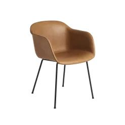 Muuto Chairs*Fiber Tube Base | Dining Chair | Refine Leather Cognac - Anthracite