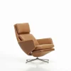 Vitra Single Armchairs*Grand Relax & Ottoman | Cognac Leather - Aluminum Base
