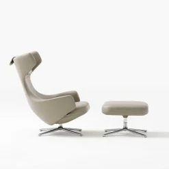 Vitra Single Armchairs*Grand Repos & Ottoman | Clay Leather