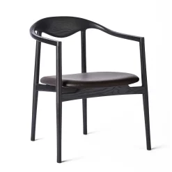 Brdr. Krüger Chairs*Jari Dining Chair | Black Painted Ash - Brown Leather