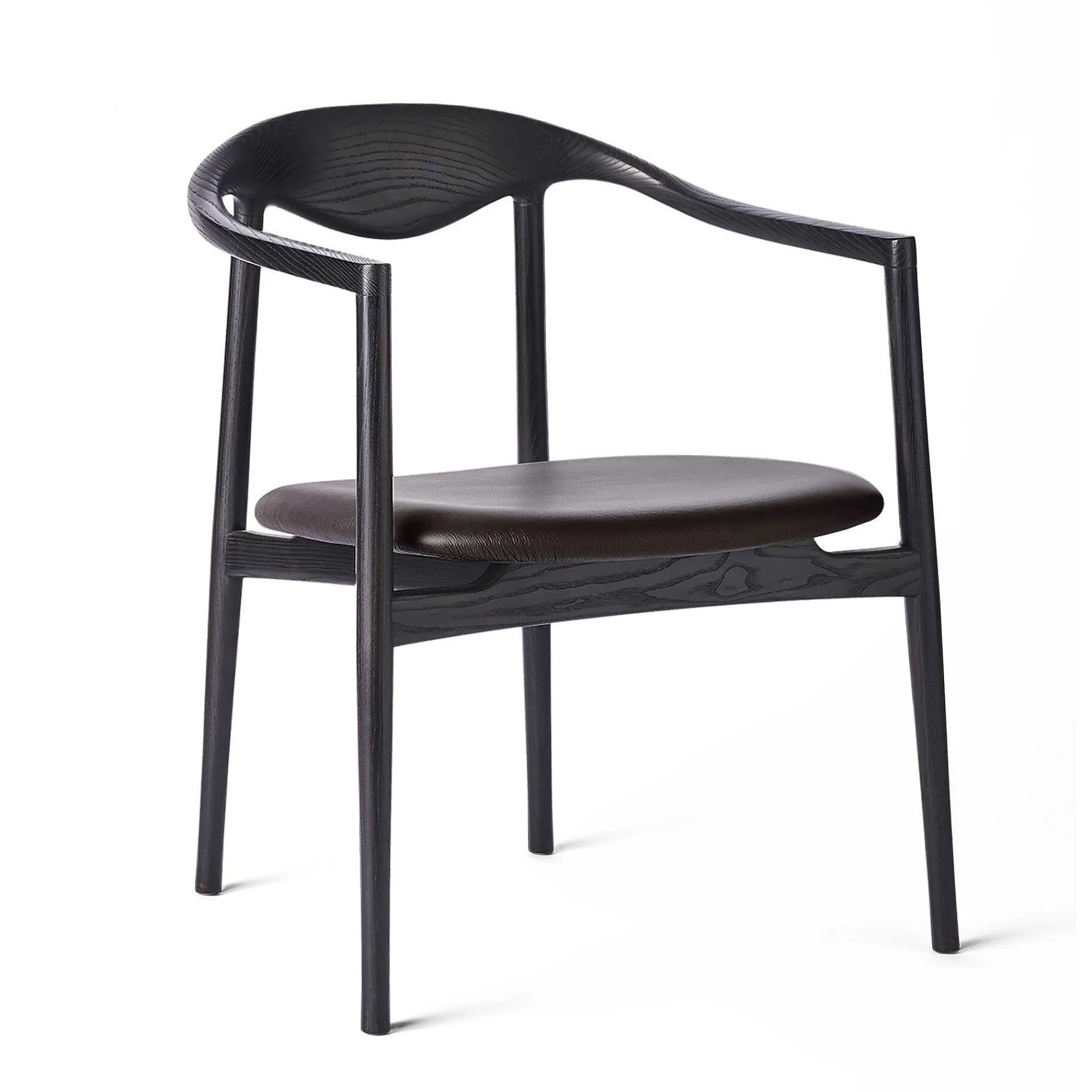 Brdr. Krüger Chairs*Jari Dining Chair | Black Painted Ash - Brown Leather