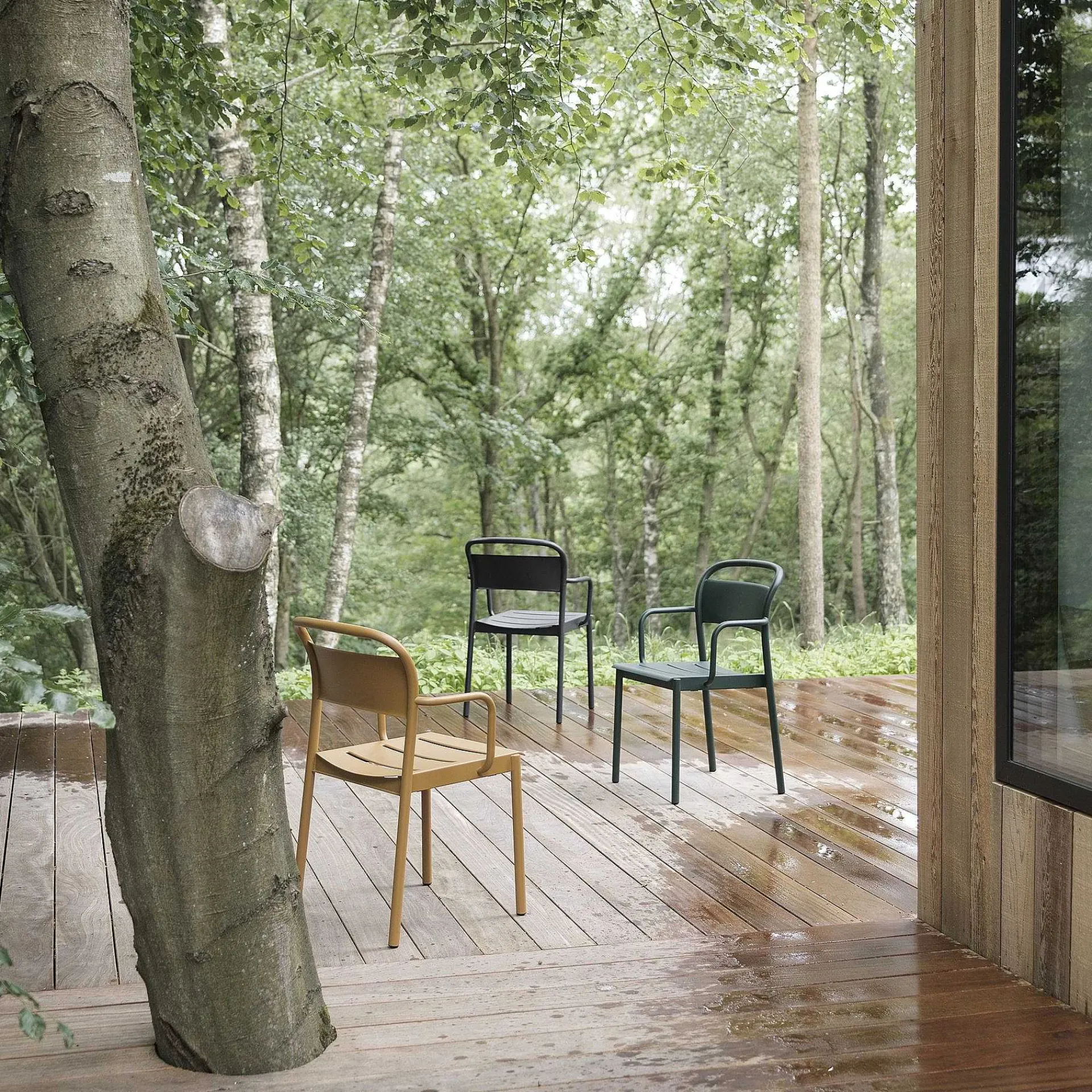 Muuto Outdoor Chairs*Linear Steel Armchair | Outdoor Armchair | Dark Green