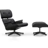 Vitra Single Armchairs*Lounge Chair & Ottoman | Black Ash - Asphalt Leather