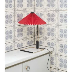 HAY Pendant Lights*Matin Table Lamp S | Bright Red Cotton Shade