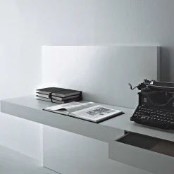 Porro Desks And Office Tables*Modern | Right Writing Desk - Matt Lacquered L75 Chalk White