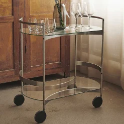 Brdr. Krüger Coffee Tables*Orbis Serving Table Rectangular | Stainless Steel -Tempered Glass