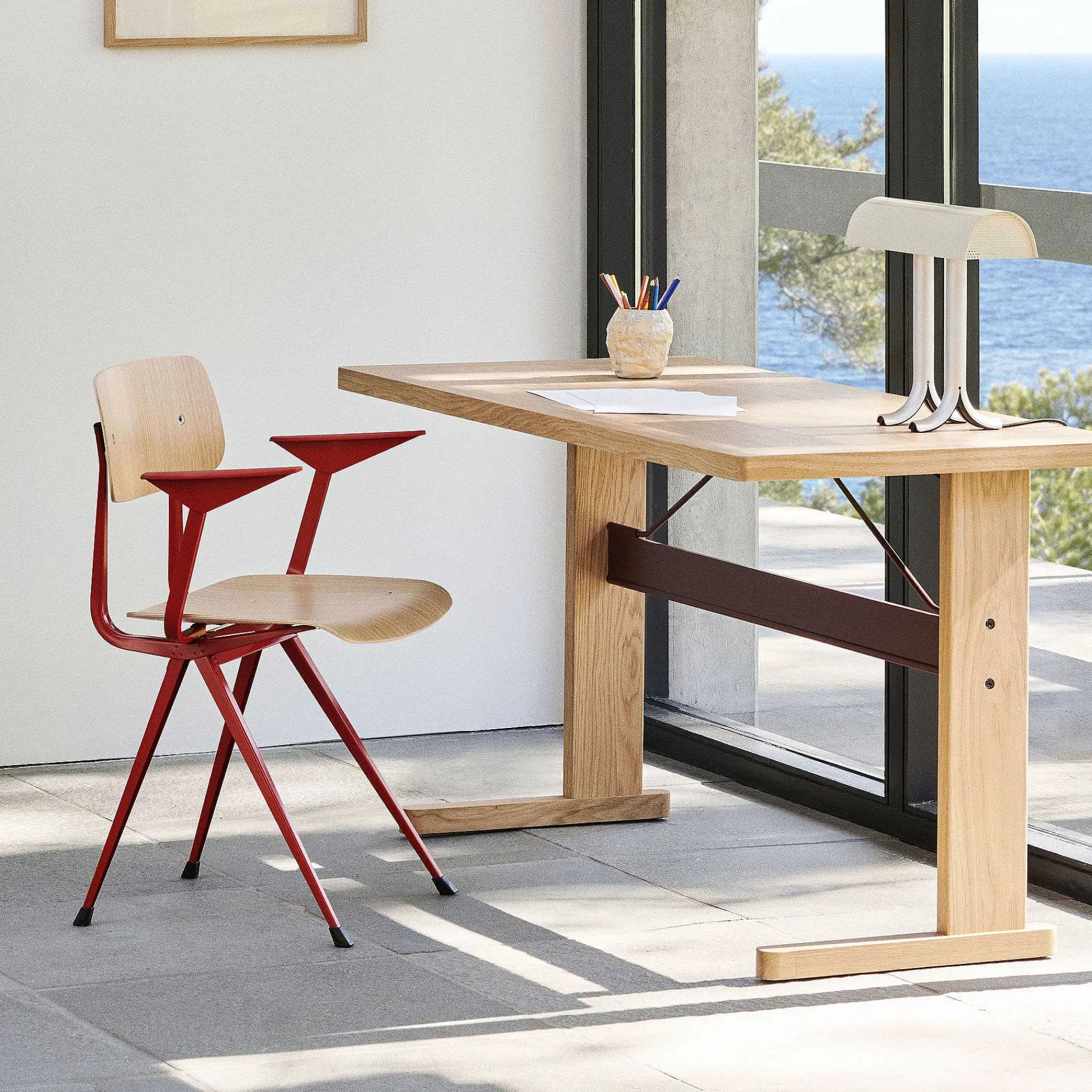 HAY Desks And Office Tables*Passerelle Desk | Desk | Oak-Burgundy