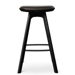 Brdr. Krüger Stools*Pauline Bar Stool H65 | Black Lacquered Oak-Brown Leather