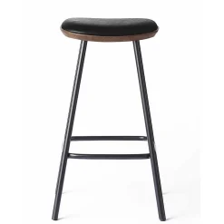 Brdr. Krüger Stools*Pauline Bar Stool H65 | Metal Legs-Fumed Oak-Black Leather