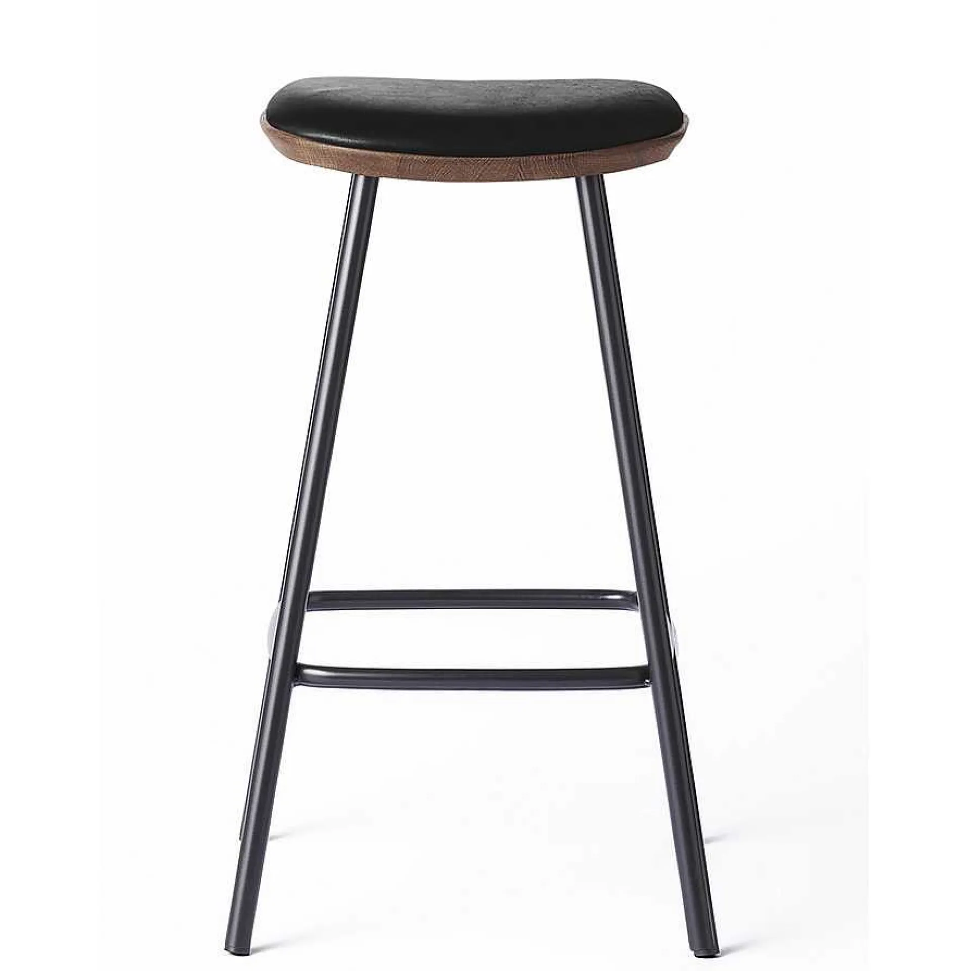 Brdr. Krüger Stools*Pauline Bar Stool H65 | Metal Legs-Fumed Oak-Black Leather