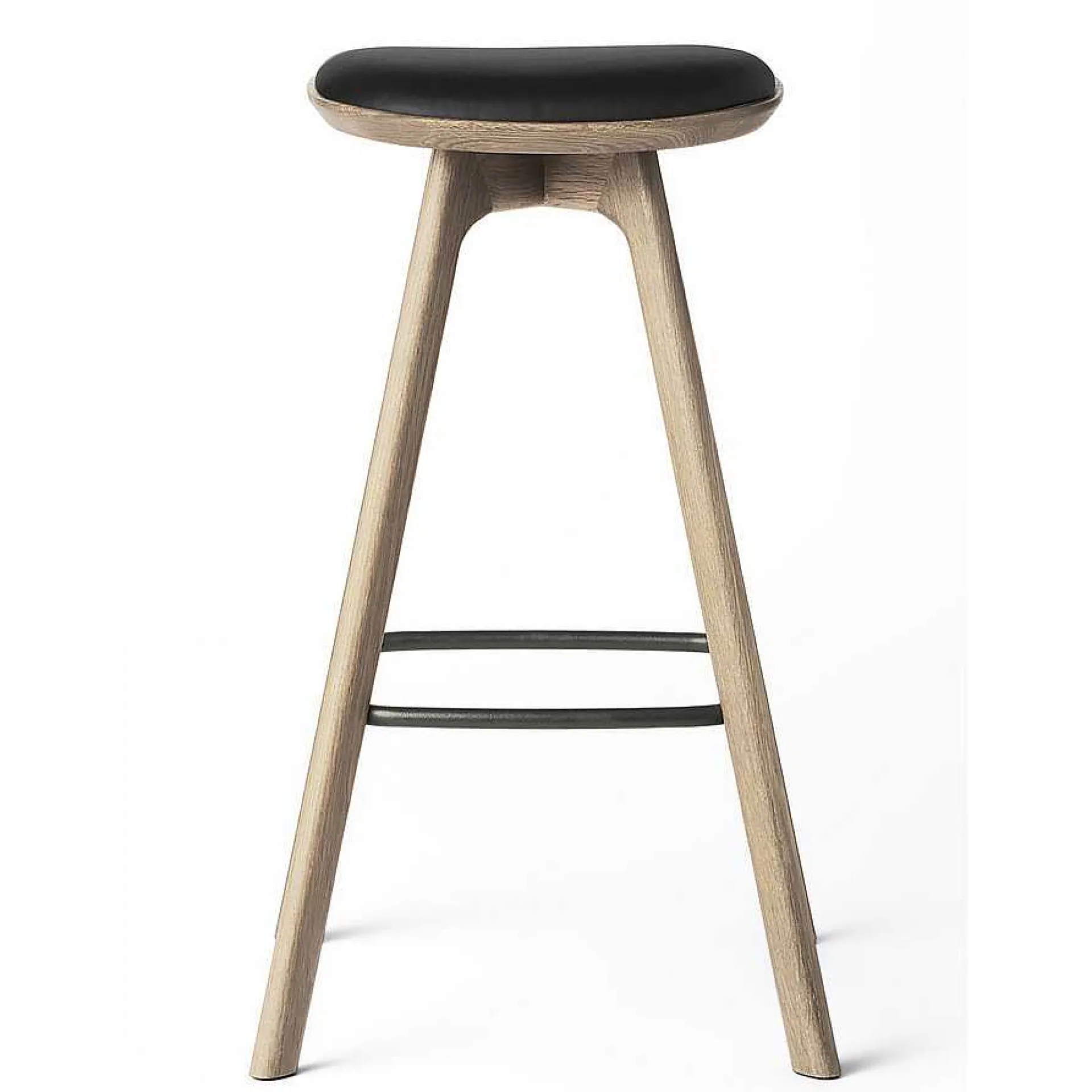 Brdr. Krüger Stools*Pauline Bar Stool H75 | Waxed Oiled Oak-Black Leather