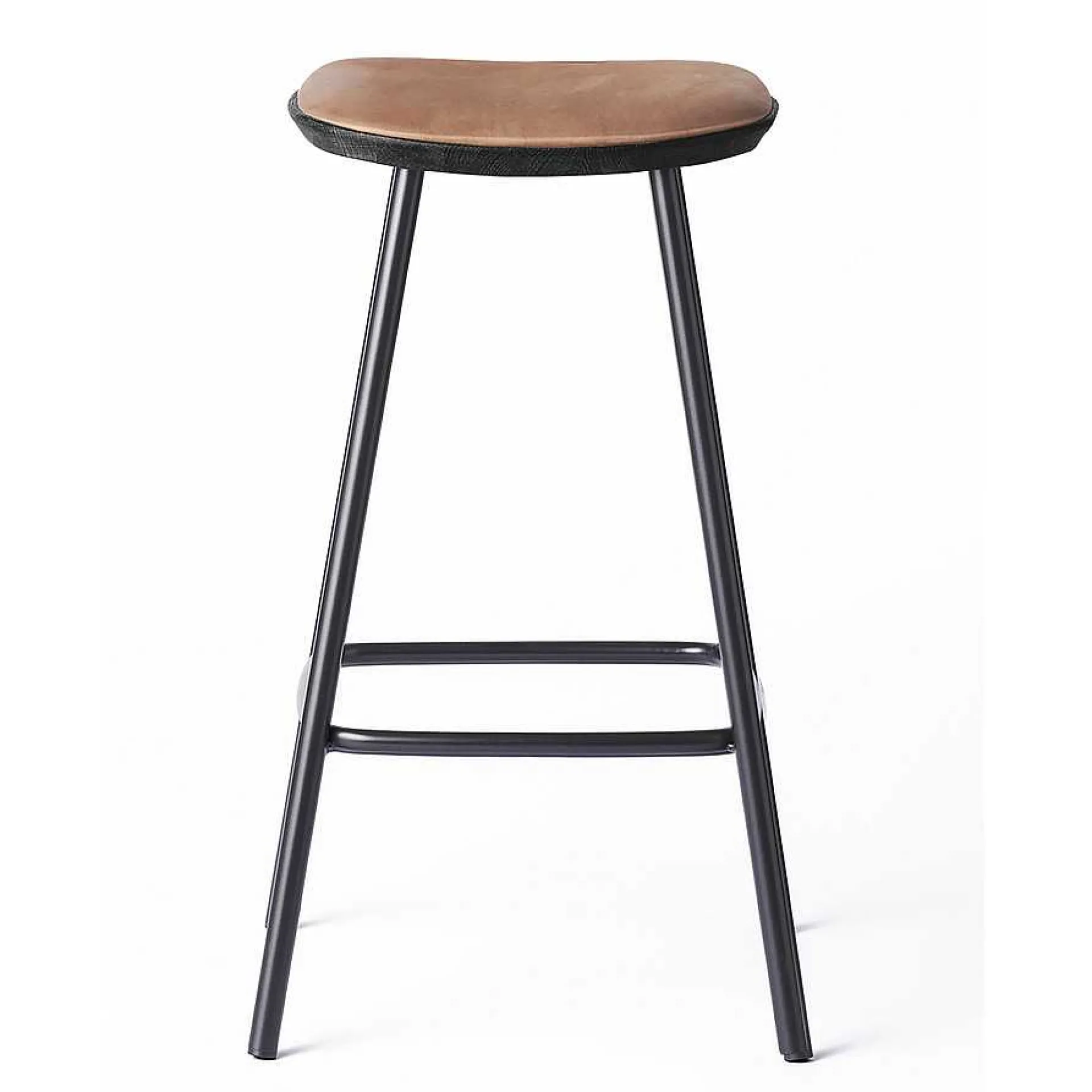 Brdr. Krüger Stools*Pauline Bar Stool H65 |Metal Legs-Black Lacquered Oak-Cognac Leather