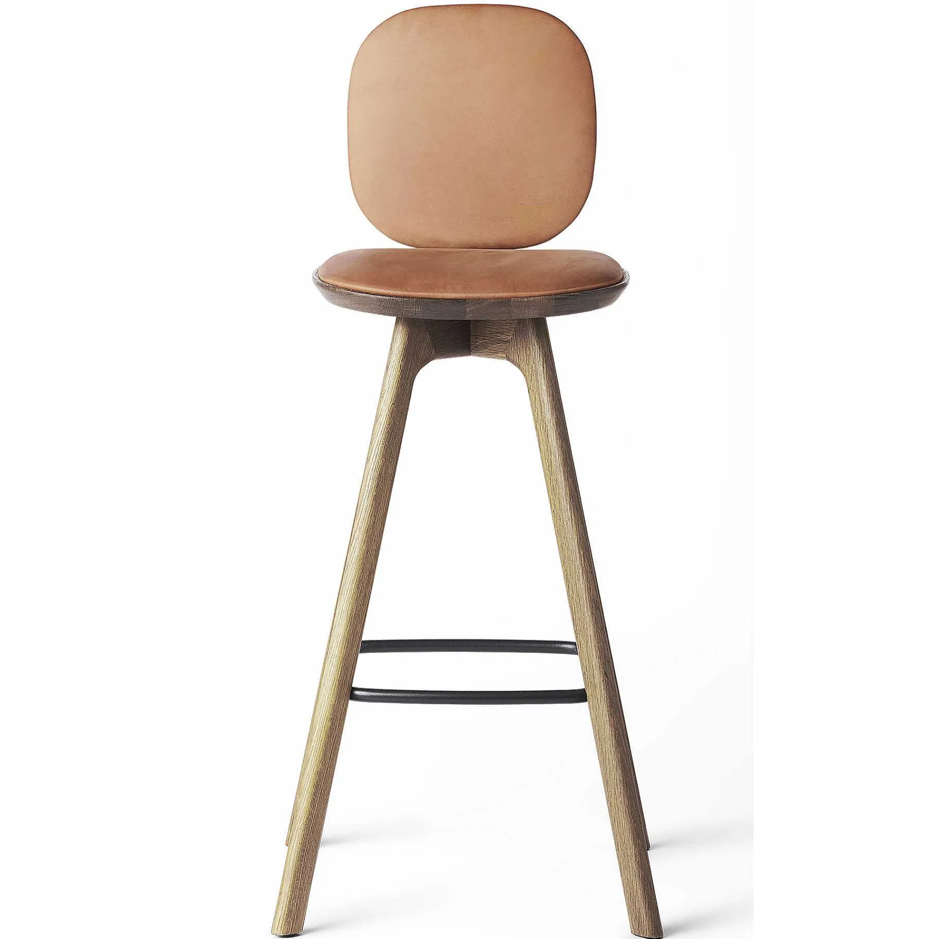 Brdr. Krüger Stools*Pauline Comfort Bar Stool H75 | Waxed Oiled Oak-Cognac Leather