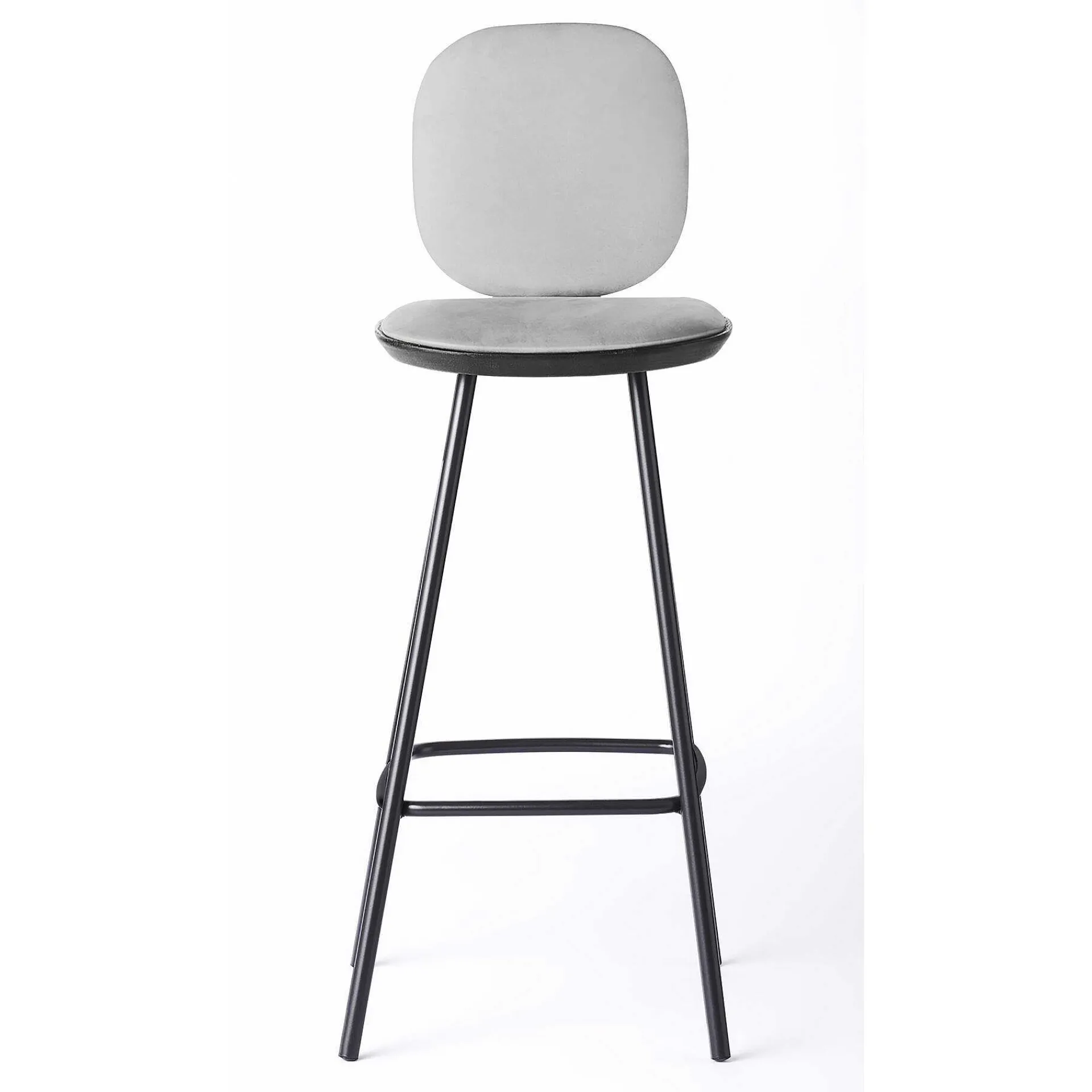 Brdr. Krüger Stools*Pauline Comfort Bar Stool H75 | Metal Legs-Black Lacquered Oak-Grey Leather