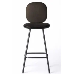 Brdr. Krüger Stools*Pauline Comfort Bar Stool H65 | Metal Legs-Black Lacquered Oak-Brown Leather