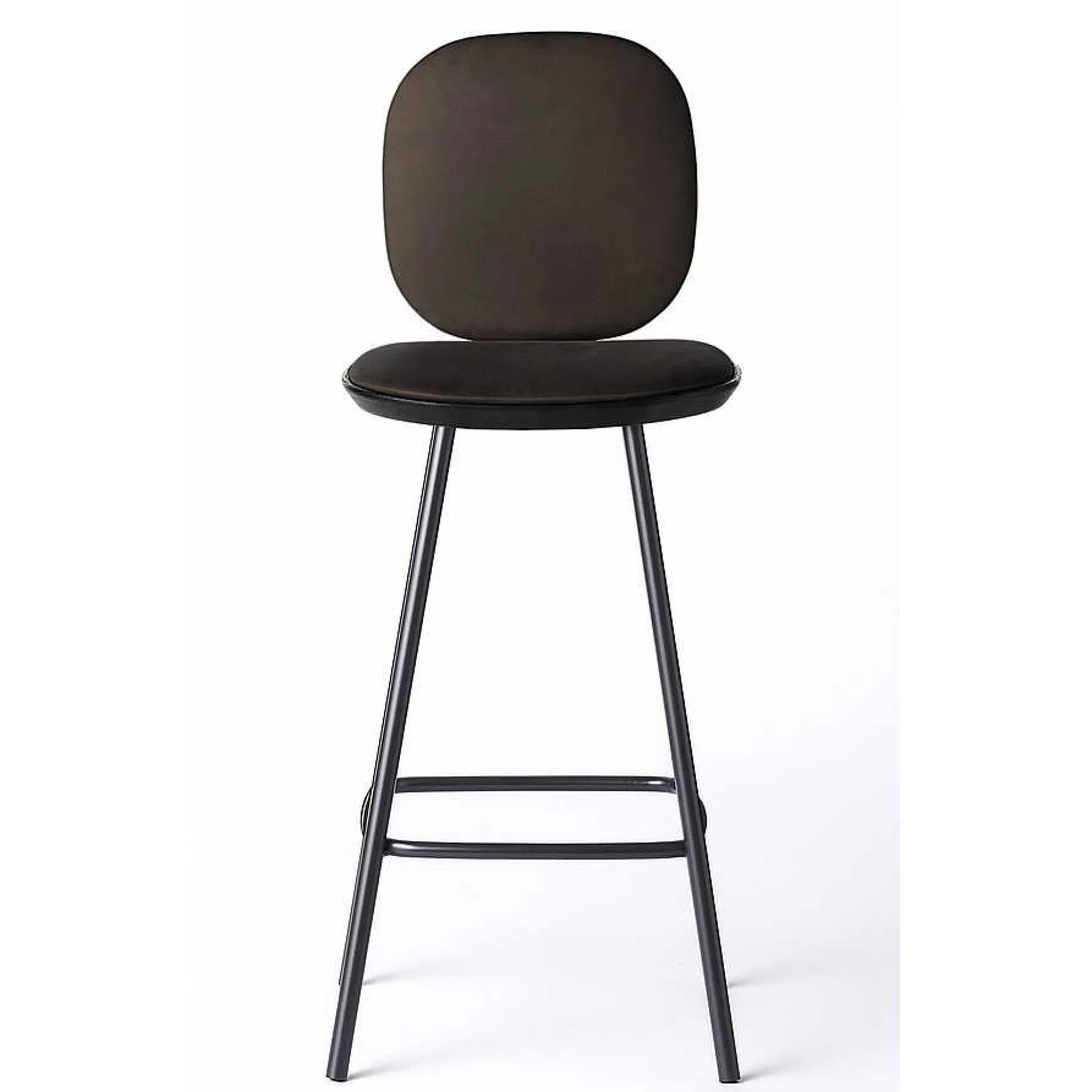 Brdr. Krüger Stools*Pauline Comfort Bar Stool H65 | Metal Legs-Black Lacquered Oak-Brown Leather