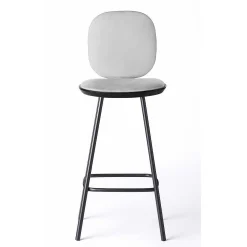 Brdr. Krüger Stools*Pauline Comfort Bar Stool H65 | Metal Legs-Black Lacquered Oak-Grey Leather