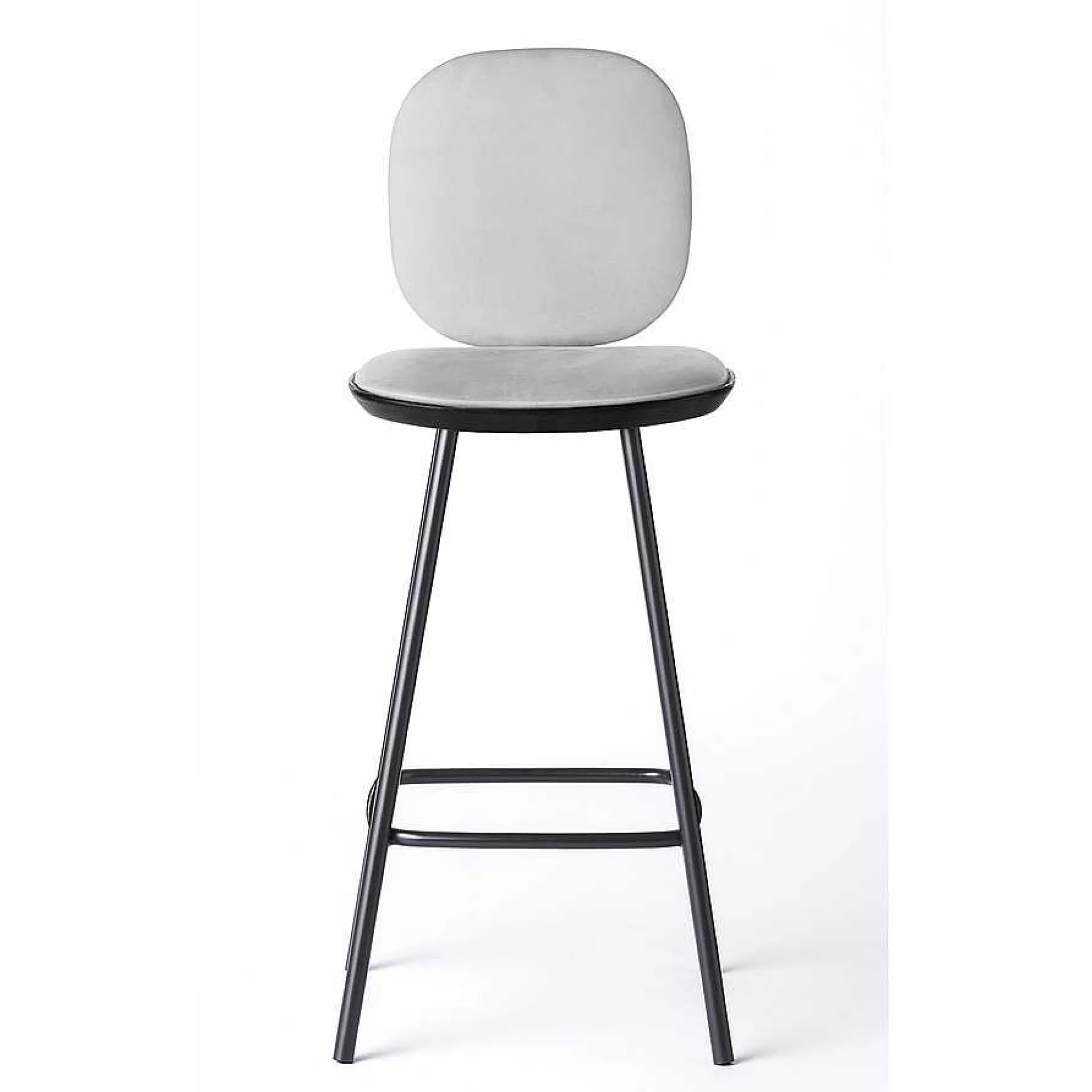 Brdr. Krüger Stools*Pauline Comfort Bar Stool H65 | Metal Legs-Black Lacquered Oak-Grey Leather